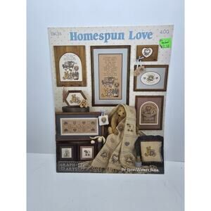 Teddy Bear Designs Homespun Love Cross Stitch Pattern Leaflet 1990 Vintage